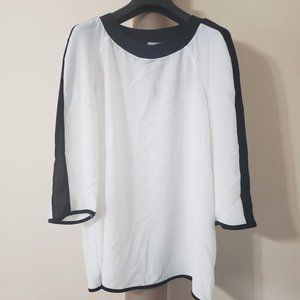 Tu Black & White Colorblocked 3/4 Sleeve Top